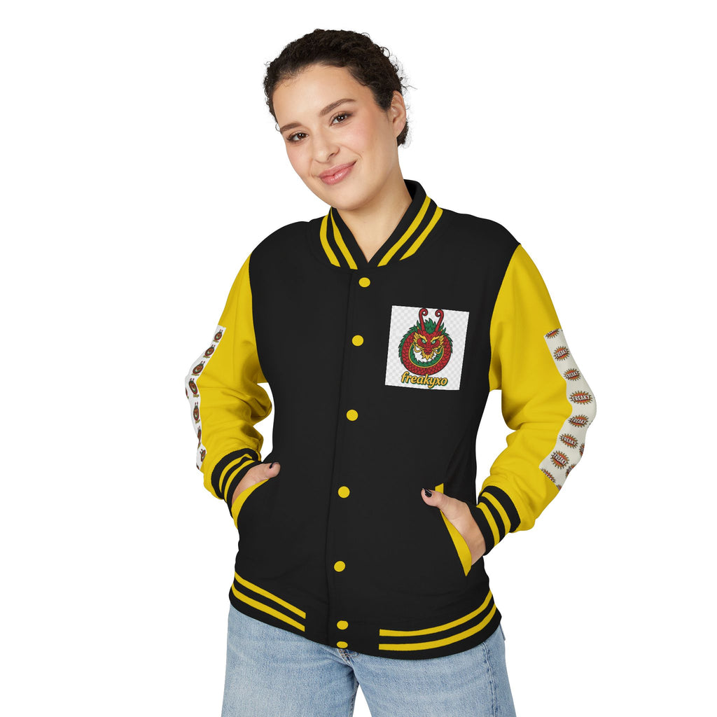 Retro Letterman Jacket with Cheerful Graphics