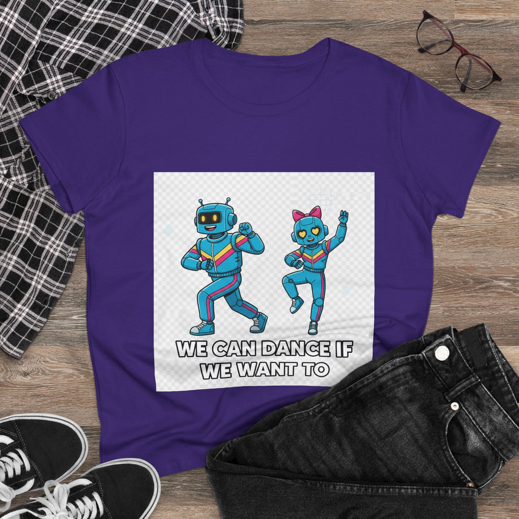 Dancing Robots Tee — “We Can Dance If We Want To” Women's Cotton T‑Shirt