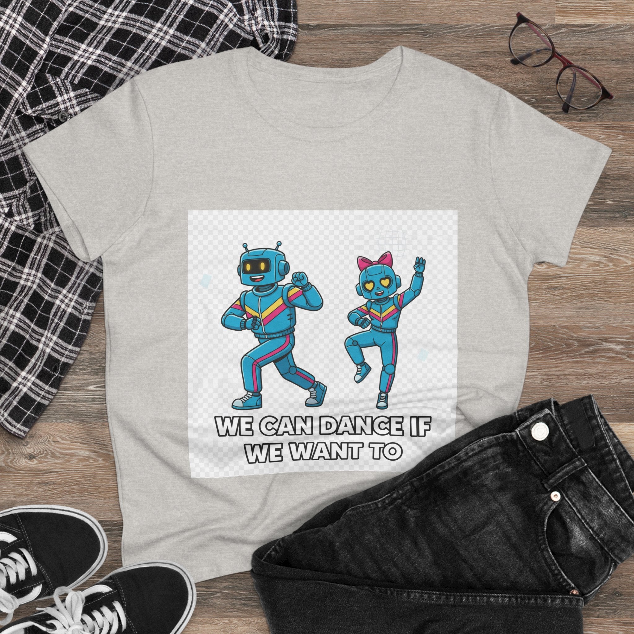 Dancing Robots Tee — “We Can Dance If We Want To” Women's Cotton T‑Shirt