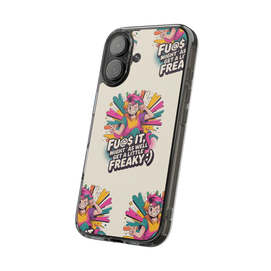 Funky Clear Phone Case with Colorful Graphic