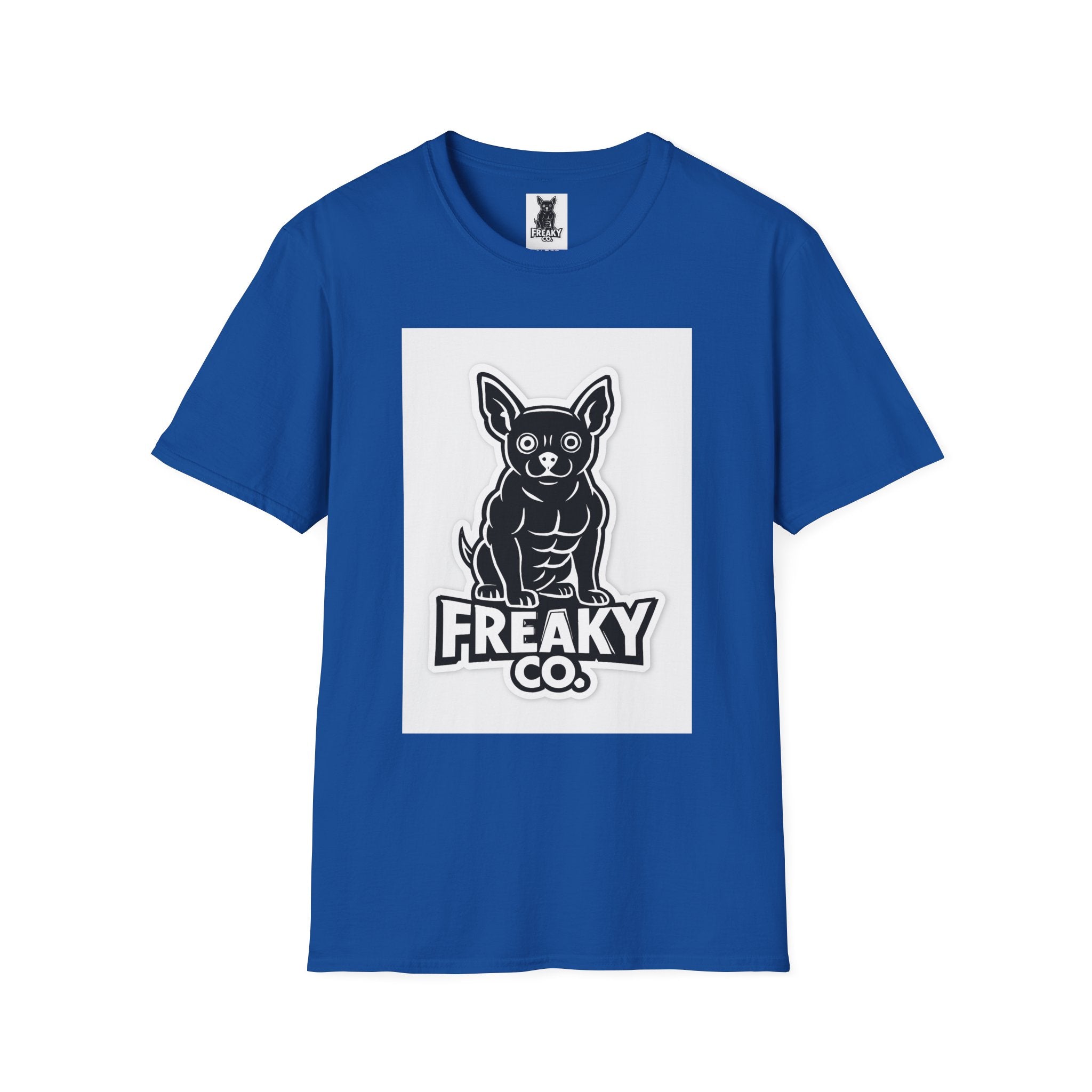 Freaky Co. Unisex Softstyle T-Shirt with Playful Chihuahua Design