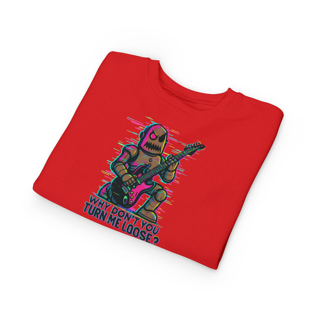 Toddler Sweatshirt — Cute Rocker Robot Graphic “Why Don't You Turn Me Loose?”