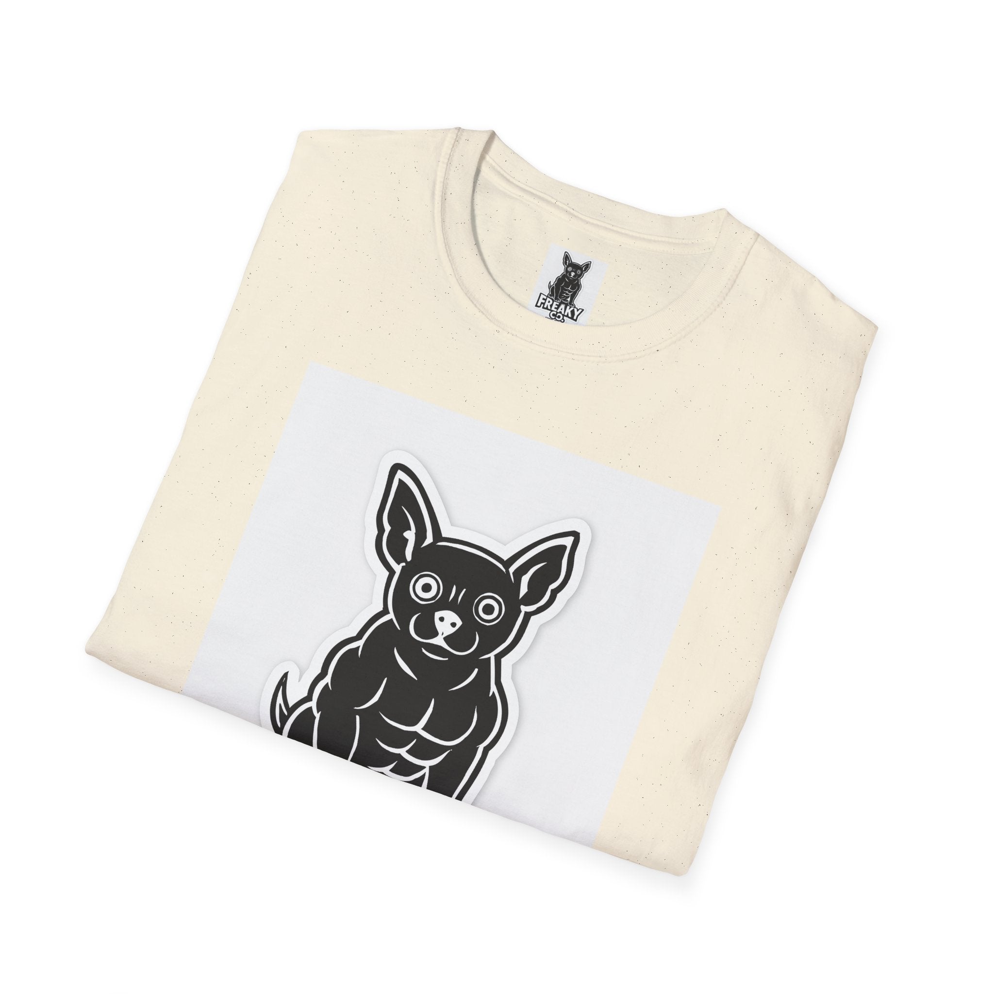 Freaky Co. Unisex Softstyle T-Shirt with Playful Chihuahua Design