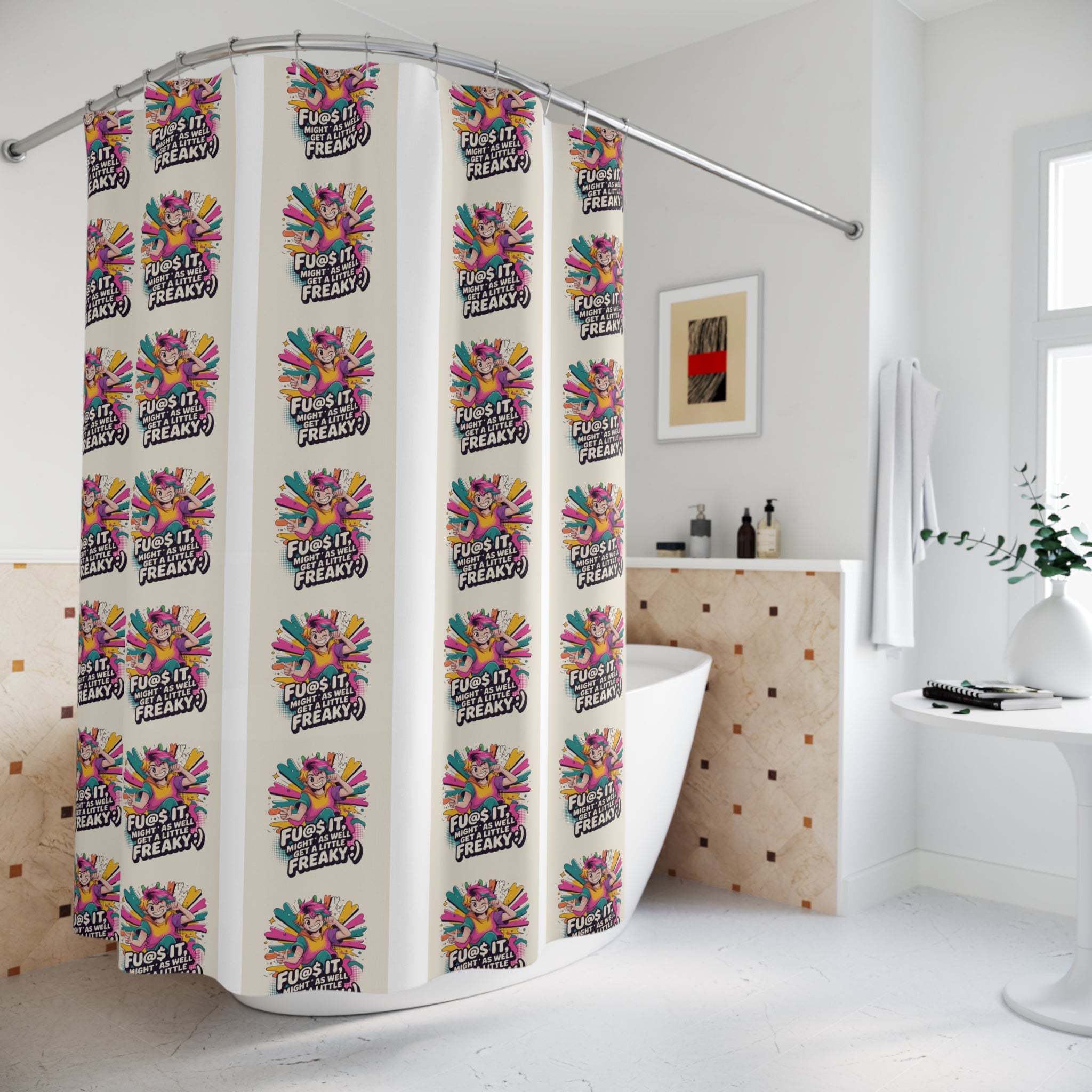 Freaky Fun Shower Curtain - Colorful Quirky Bathroom Decor