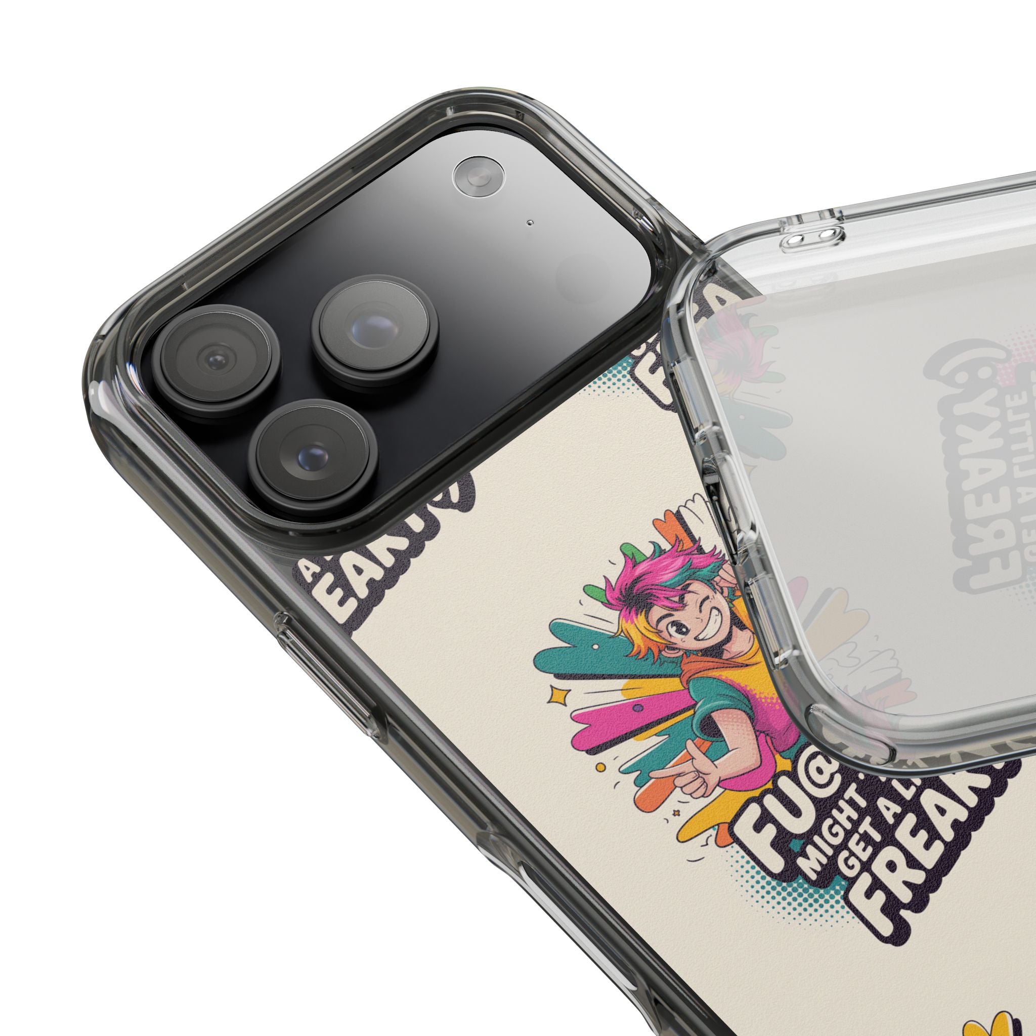 Funky Clear Phone Case with Colorful Graphic