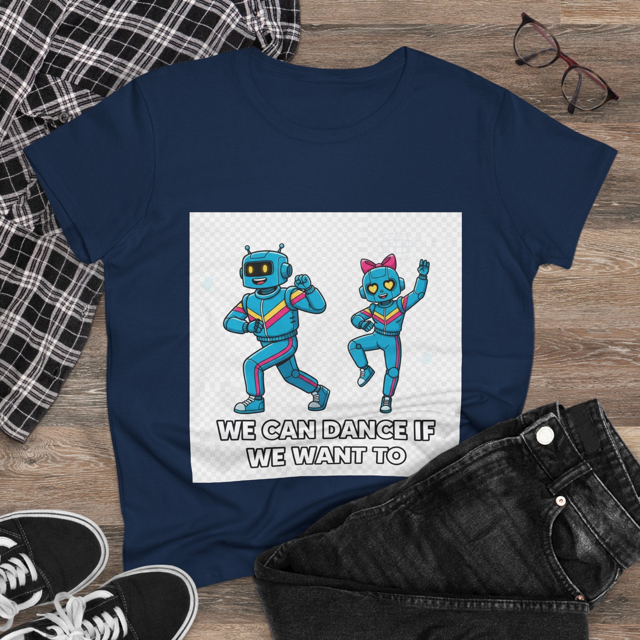 Dancing Robots Tee — “We Can Dance If We Want To” Women's Cotton T‑Shirt