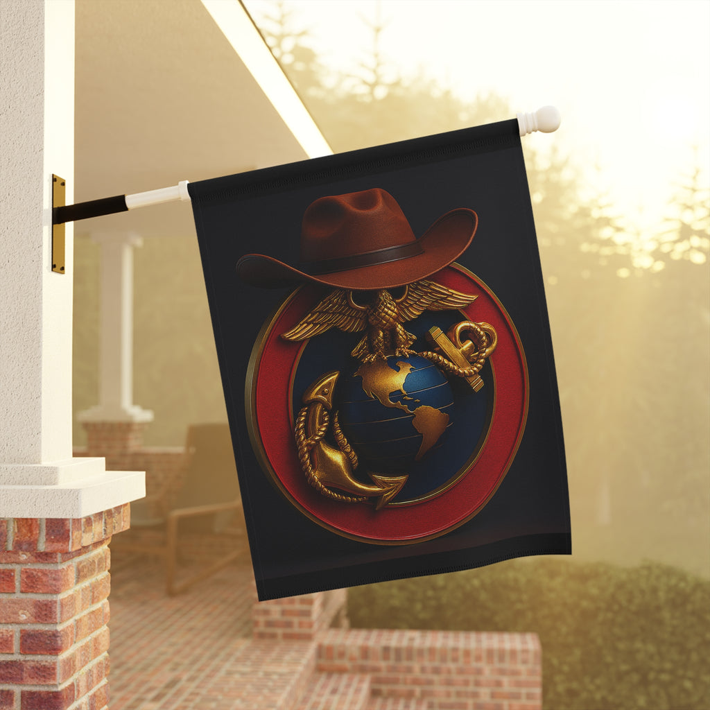 Patriotic Garden Banner with Eagle and Globe Design