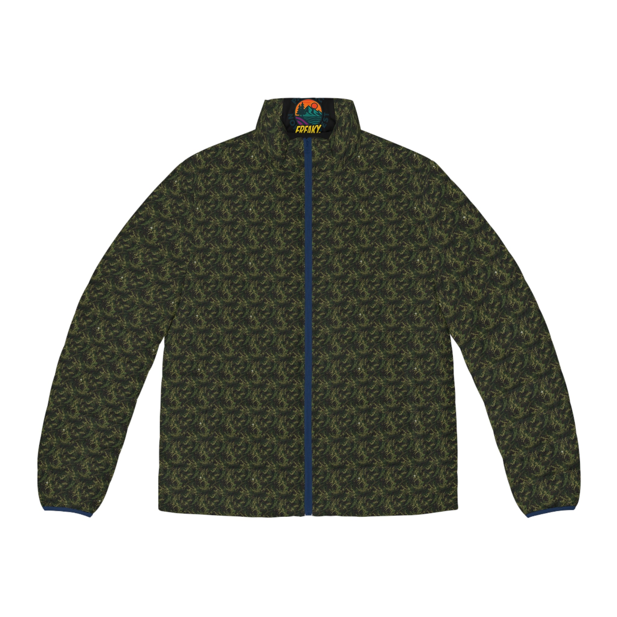 Men's Camo Puffer Jacket – All-Over Olive Green Tactical Pattern