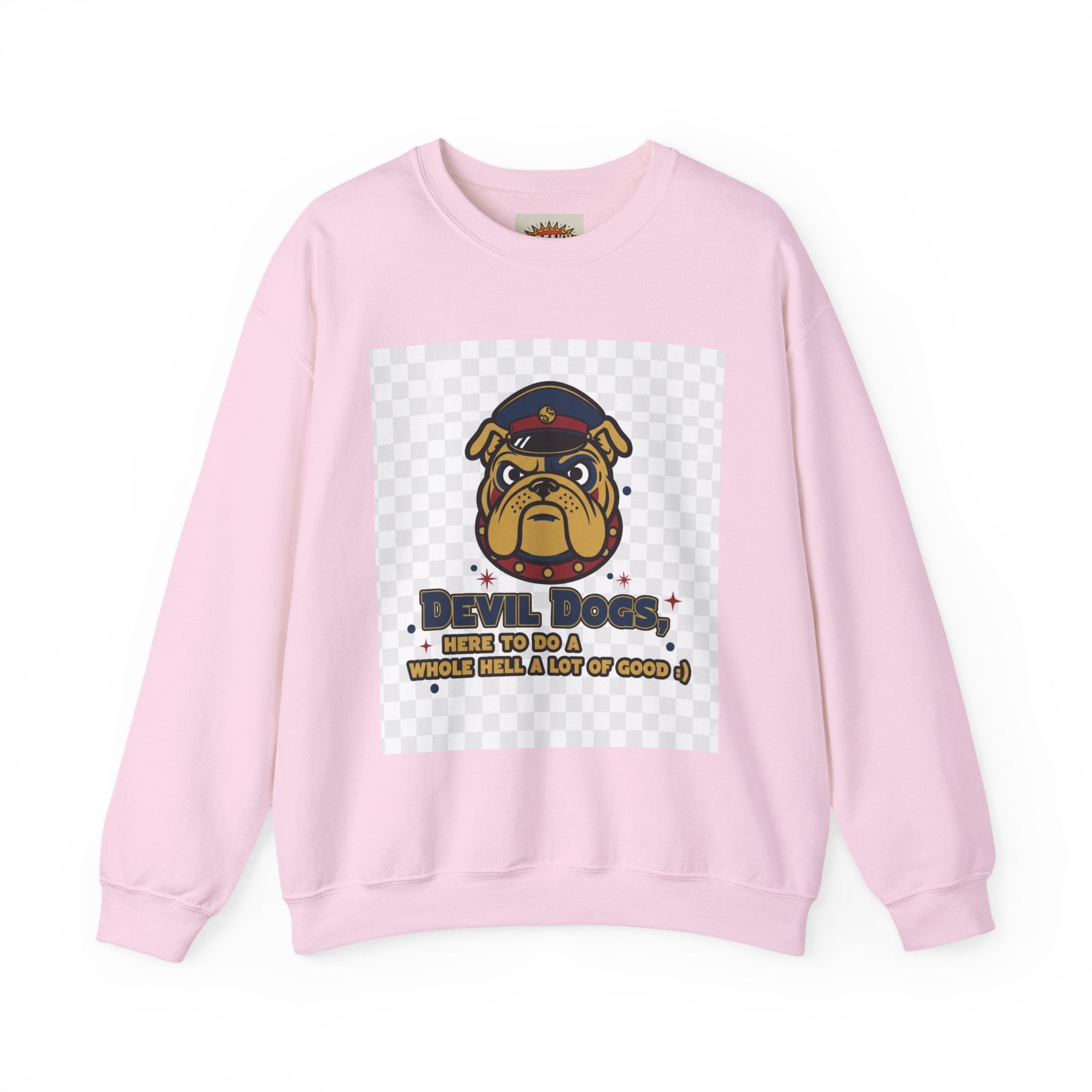 Bulldog Crewneck Sweatshirt — "Devil Dog" Military Mascot Graphic