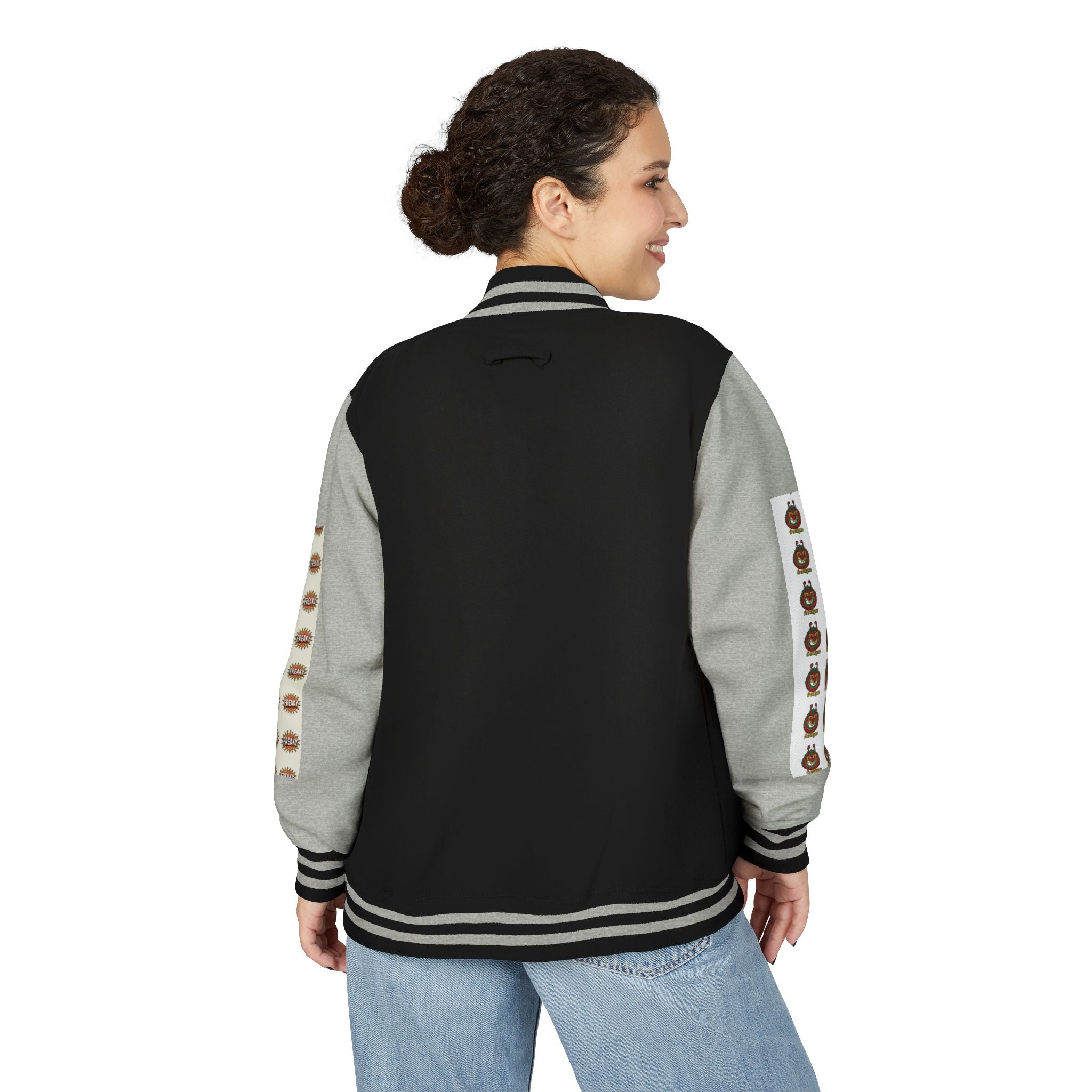 Retro Letterman Jacket with Cheerful Graphics