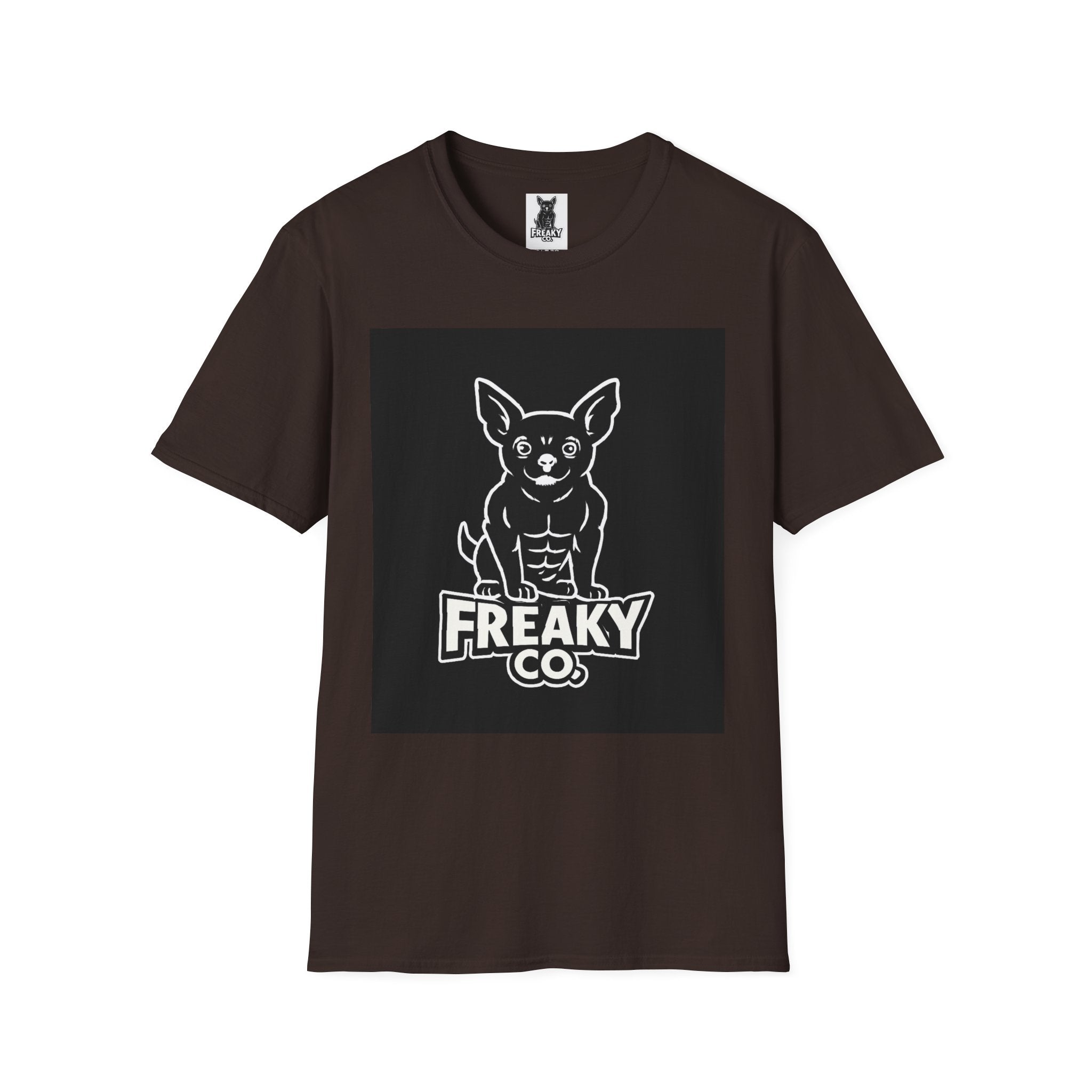 Freaky Co. Unisex Softstyle T-Shirt with Playful Chihuahua Design