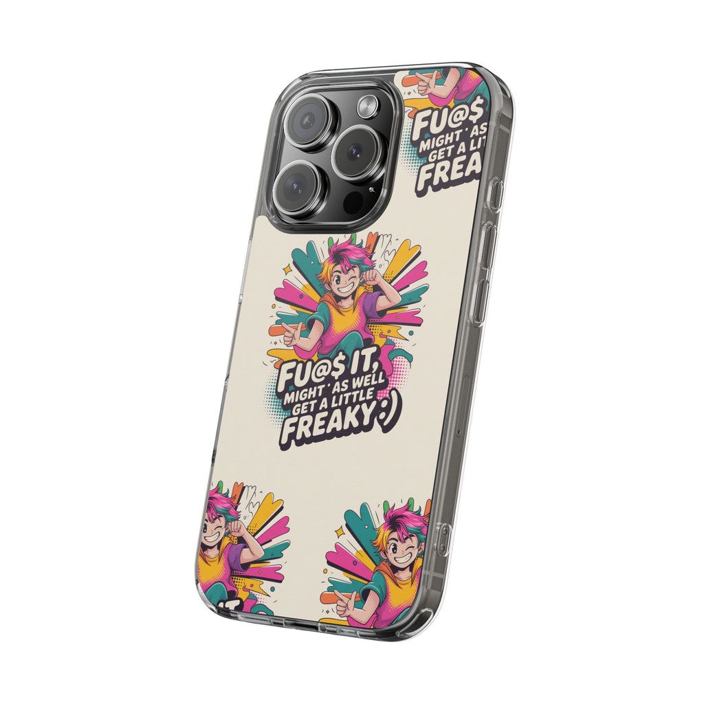 Funky Clear Phone Case with Colorful Graphic
