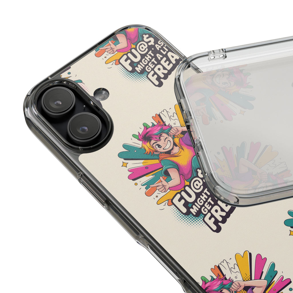 Funky Clear Phone Case with Colorful Graphic