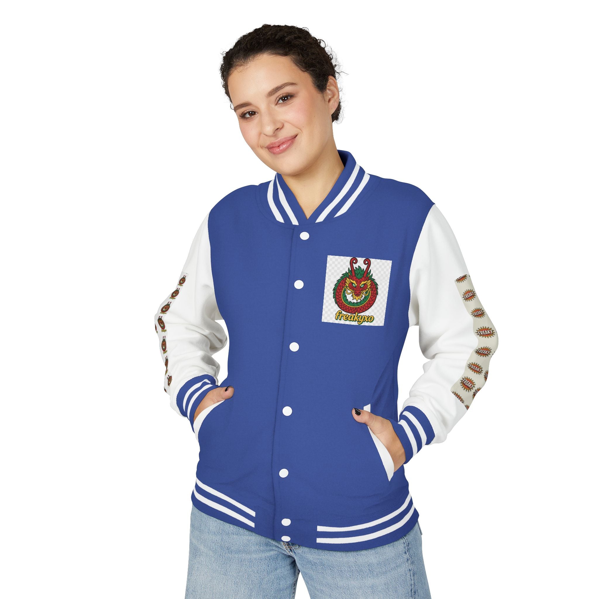 Retro Letterman Jacket with Cheerful Graphics