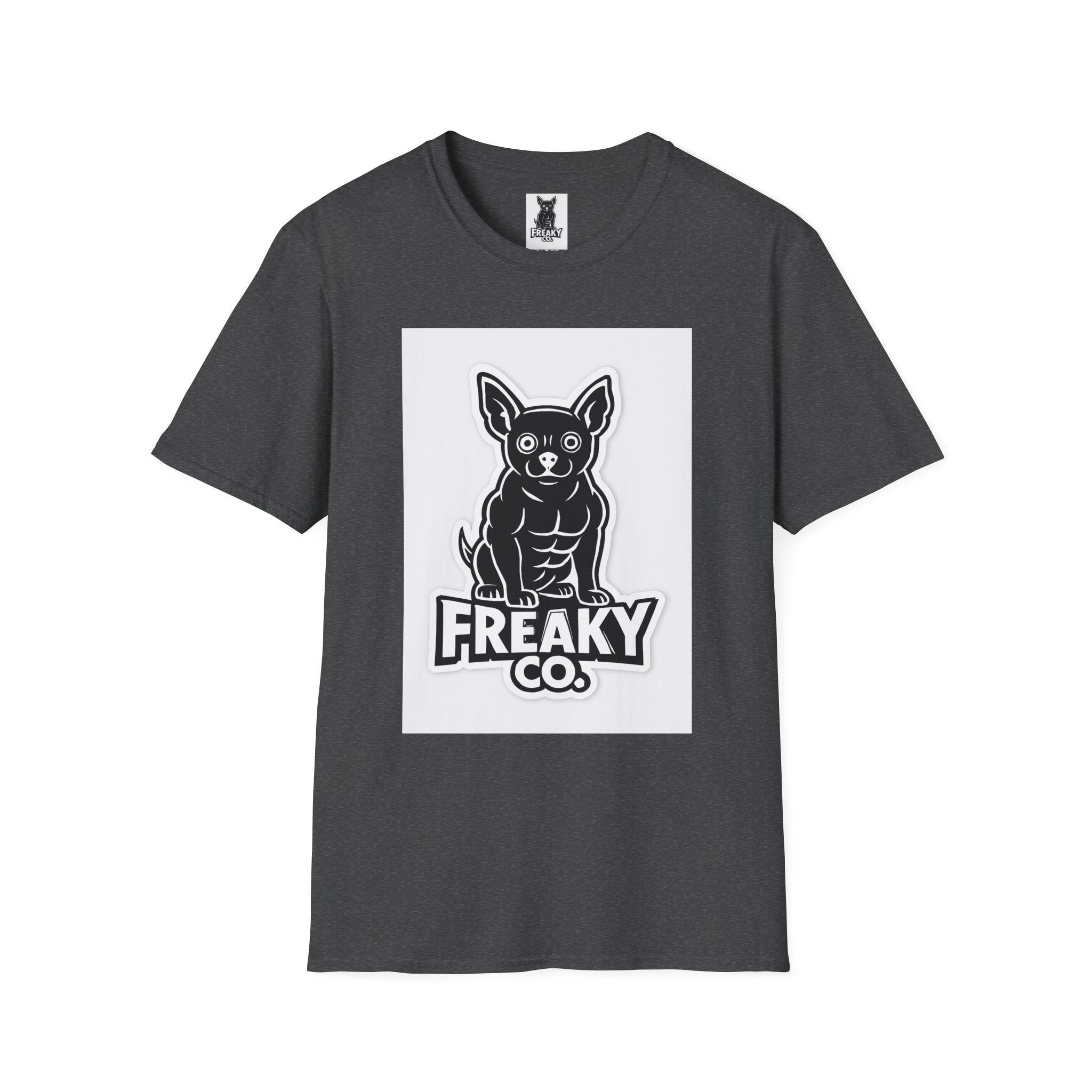 Freaky Co. Unisex Softstyle T-Shirt with Playful Chihuahua Design