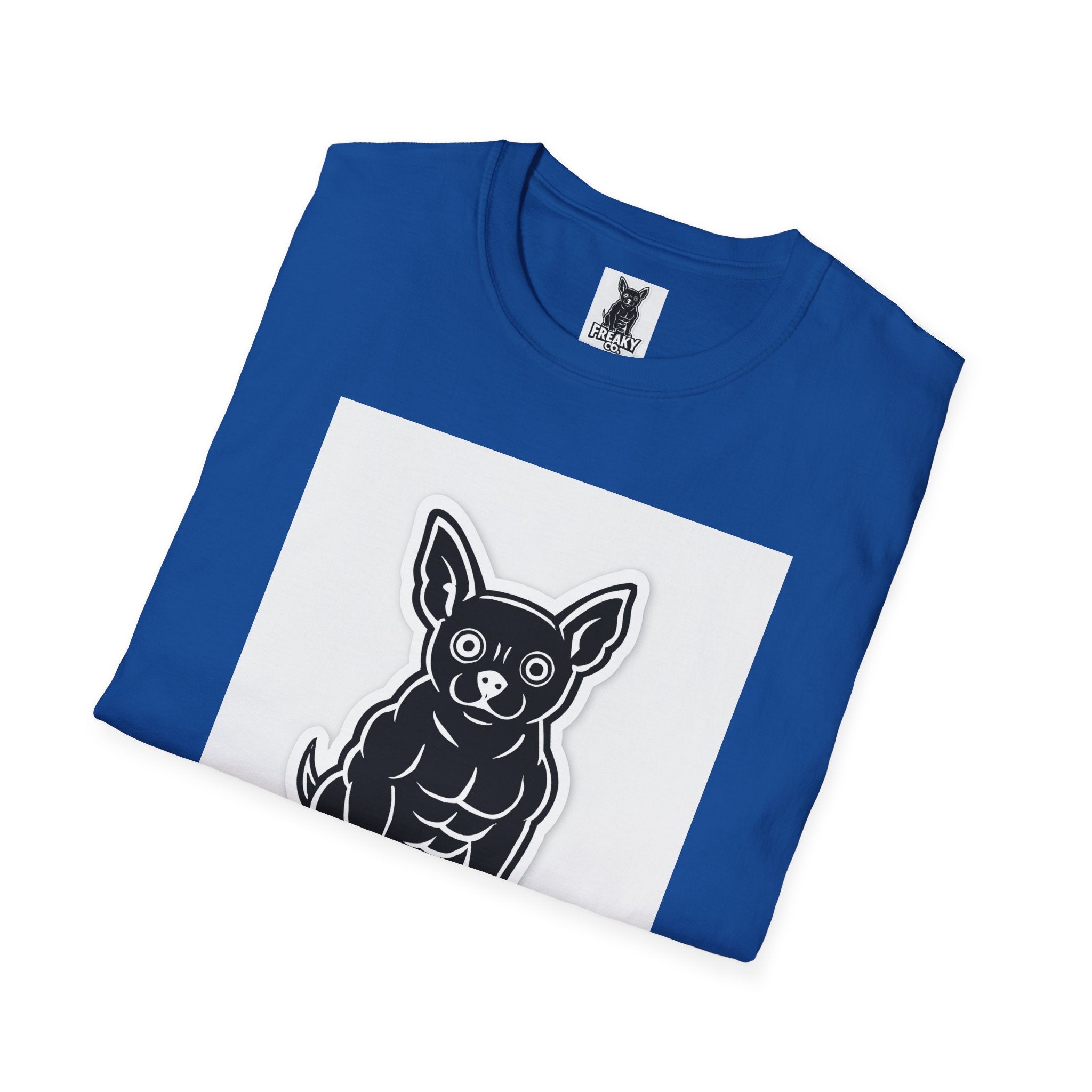 Freaky Co. Unisex Softstyle T-Shirt with Playful Chihuahua Design
