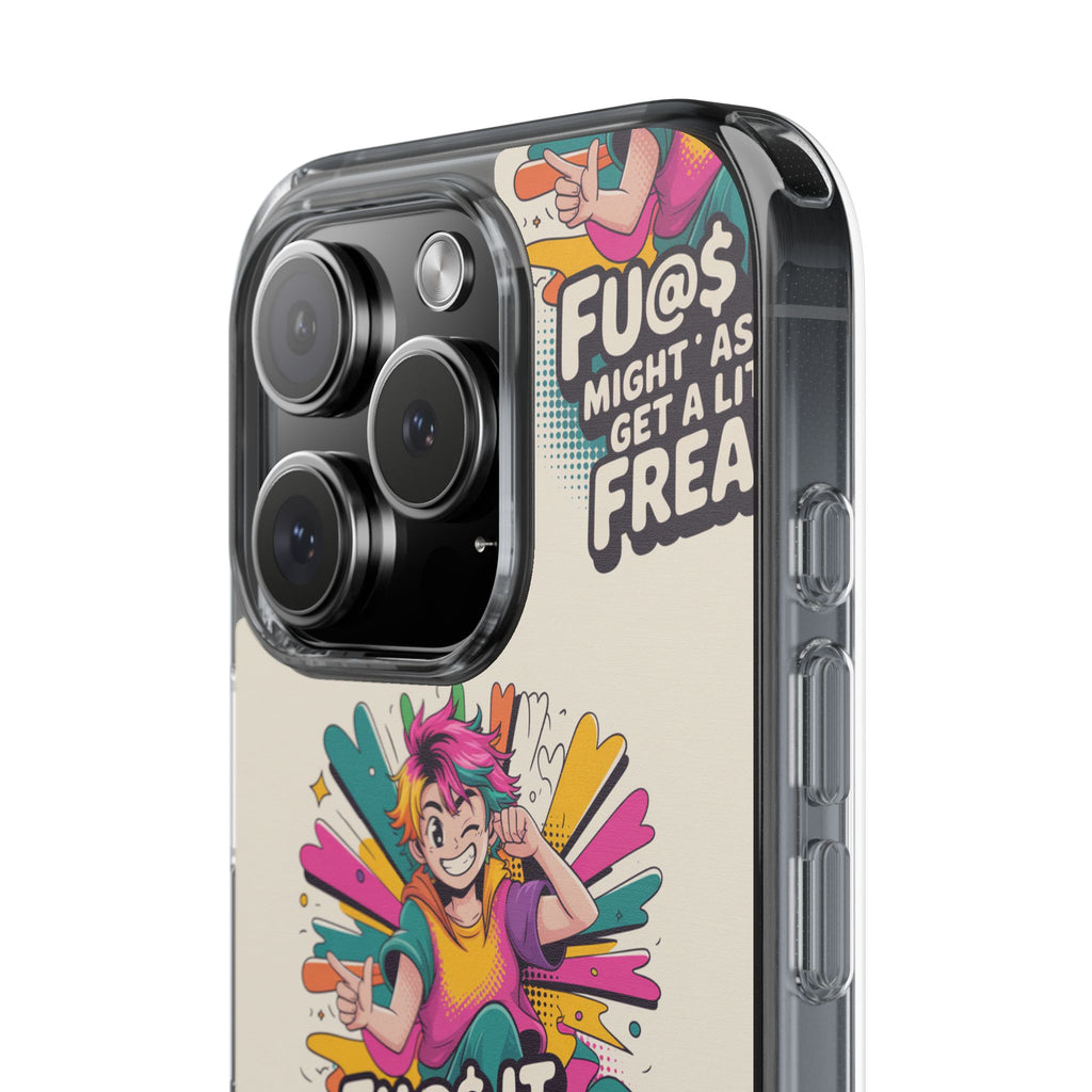 Funky Clear Phone Case with Colorful Graphic