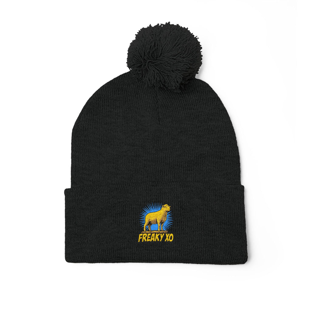 Pom-Pom Knit Cap (Embroidery)