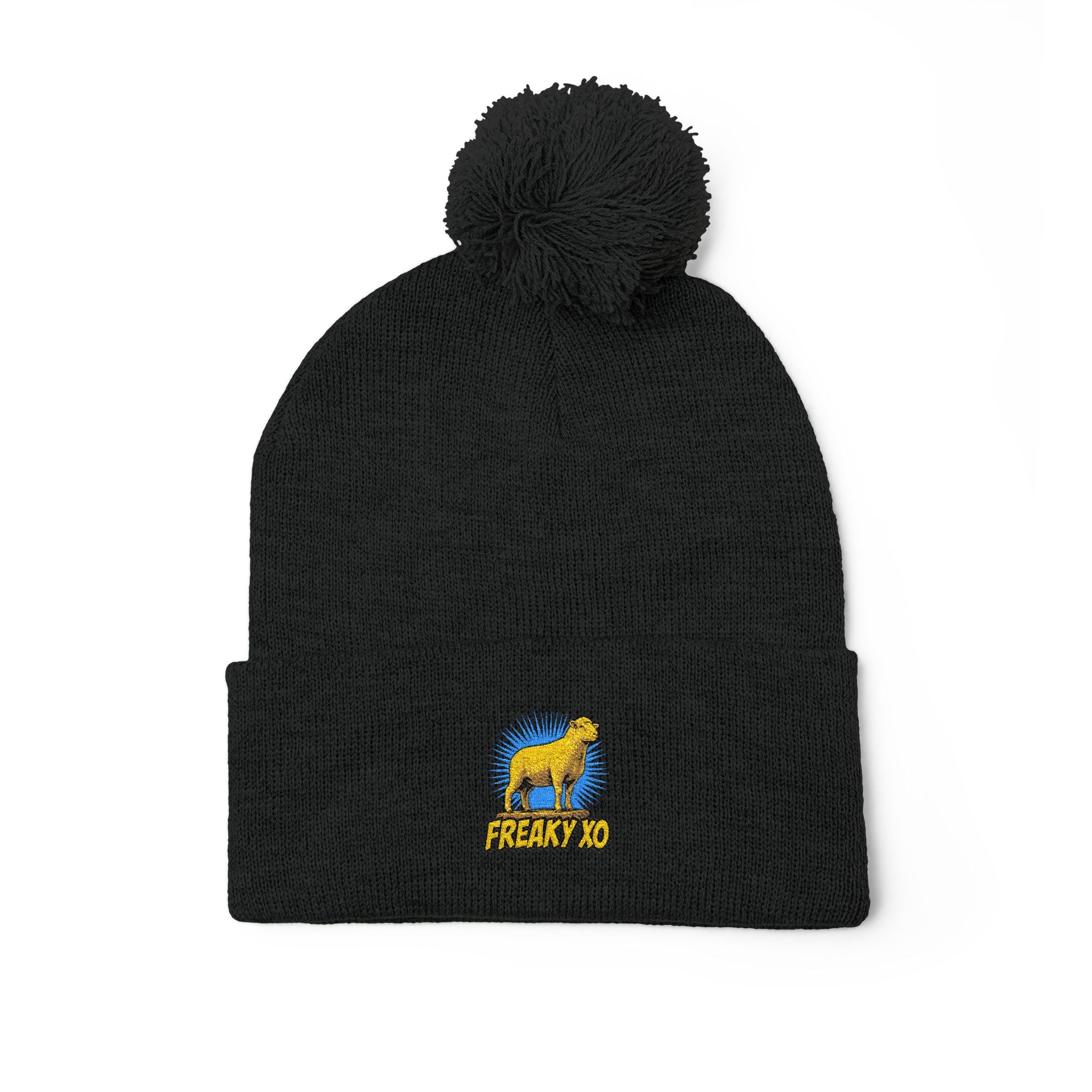 Pom-Pom Knit Cap (Embroidery)