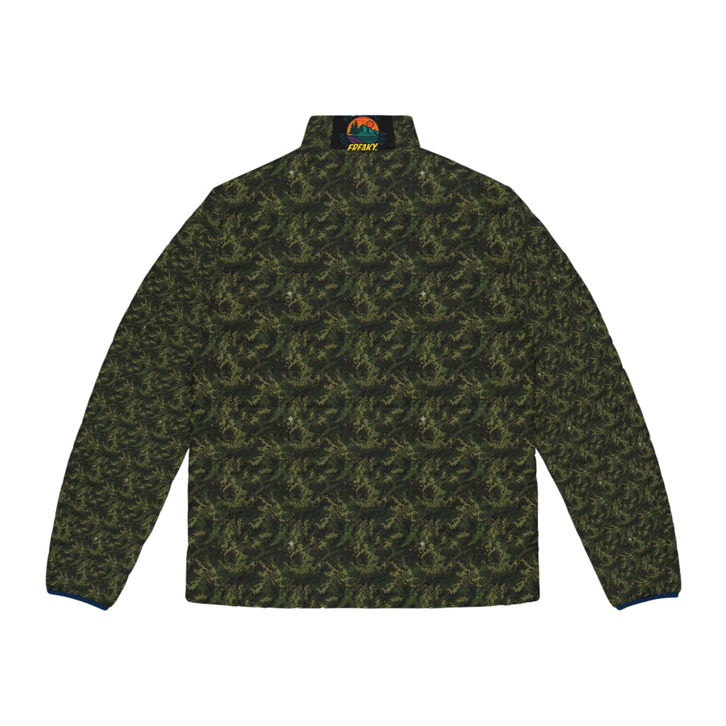 Men's Camo Puffer Jacket – All-Over Olive Green Tactical Pattern