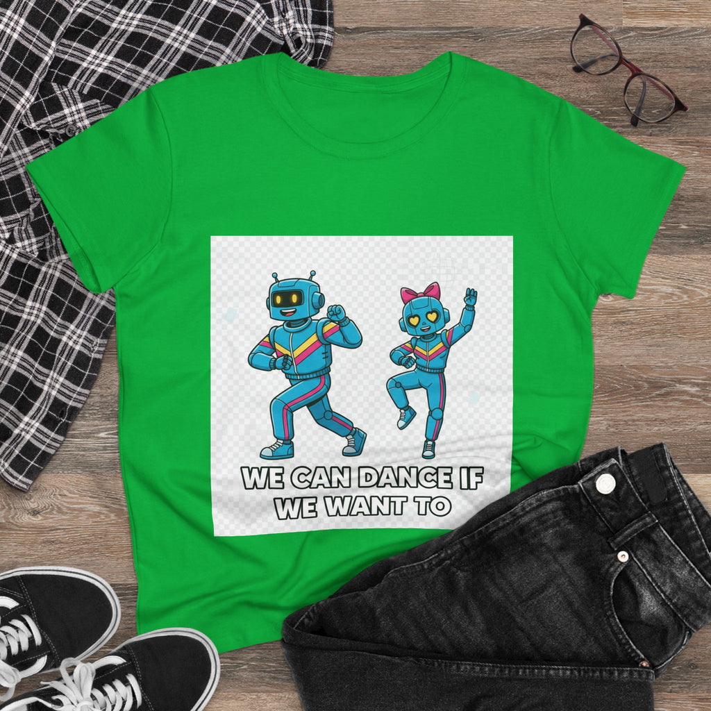 Dancing Robots Tee — “We Can Dance If We Want To” Women's Cotton T‑Shirt