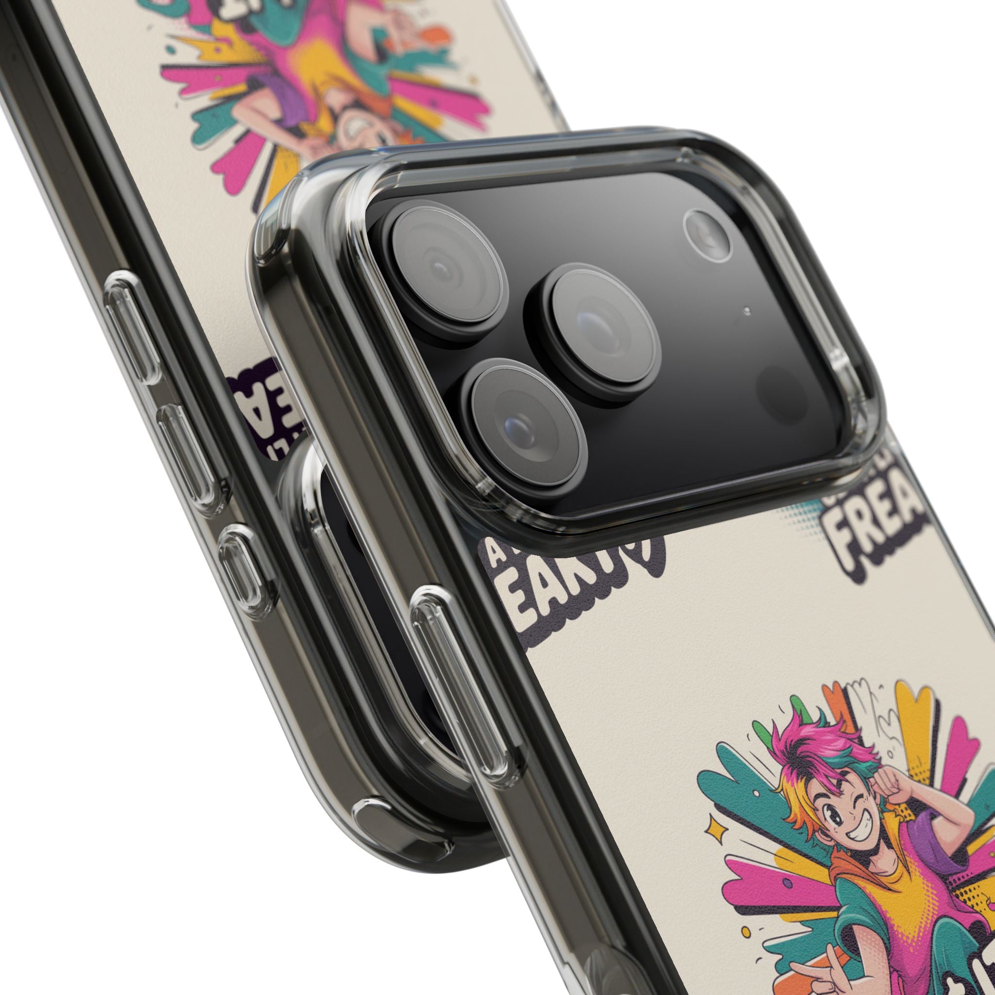 Funky Clear Phone Case with Colorful Graphic