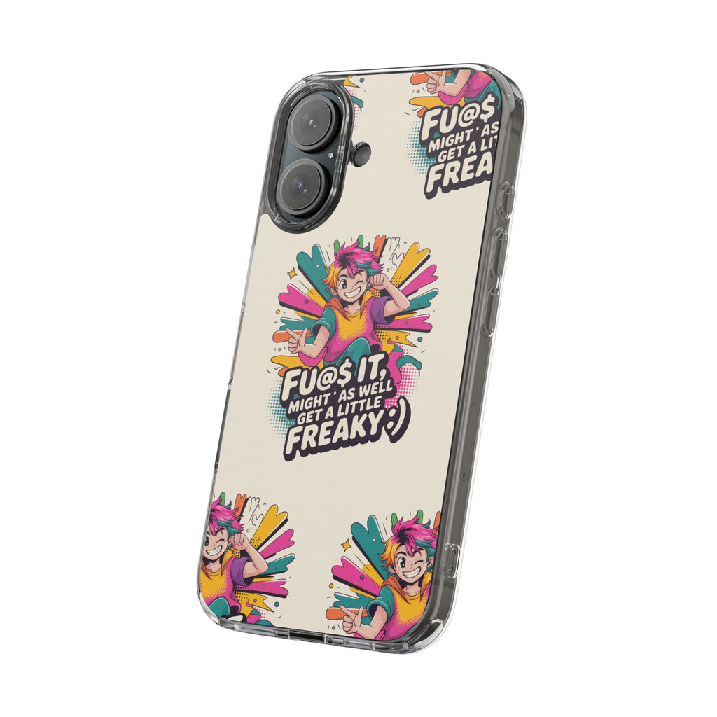 Funky Clear Phone Case with Colorful Graphic