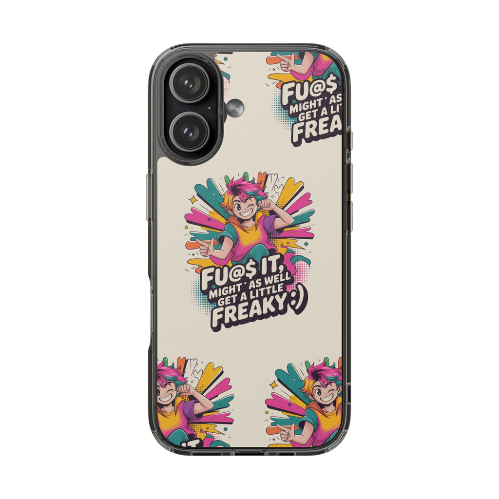Funky Clear Phone Case with Colorful Graphic