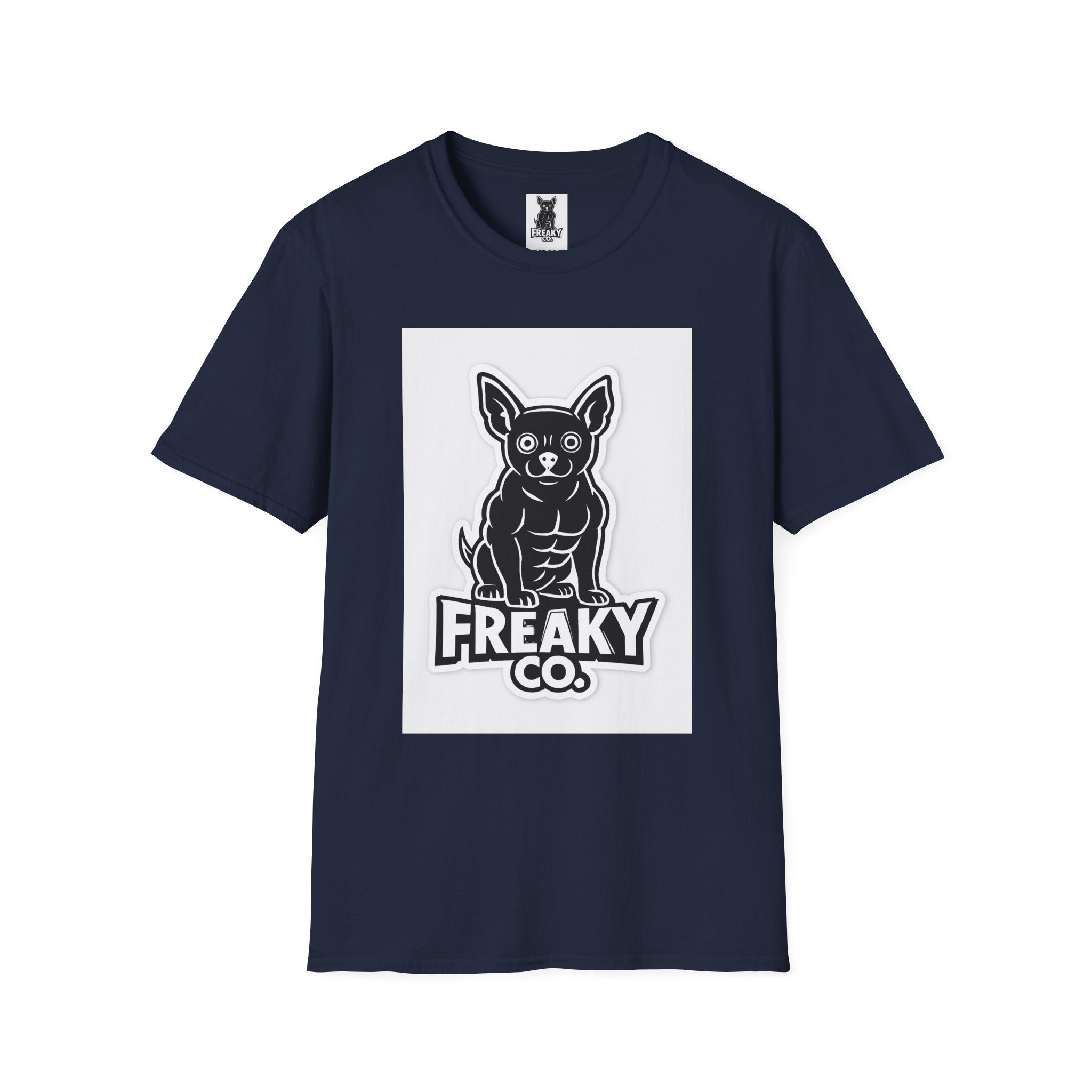 Freaky Co. Unisex Softstyle T-Shirt with Playful Chihuahua Design