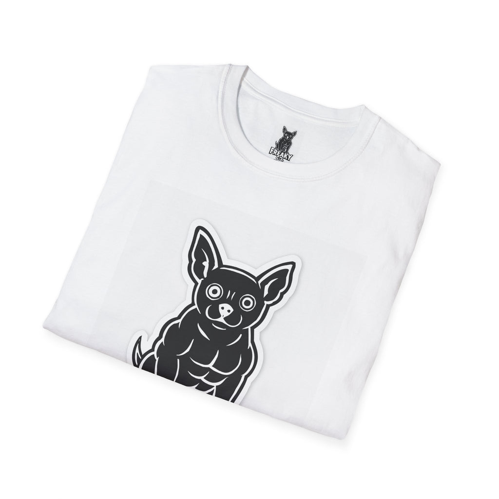 Freaky Co. Unisex Softstyle T-Shirt with Playful Chihuahua Design