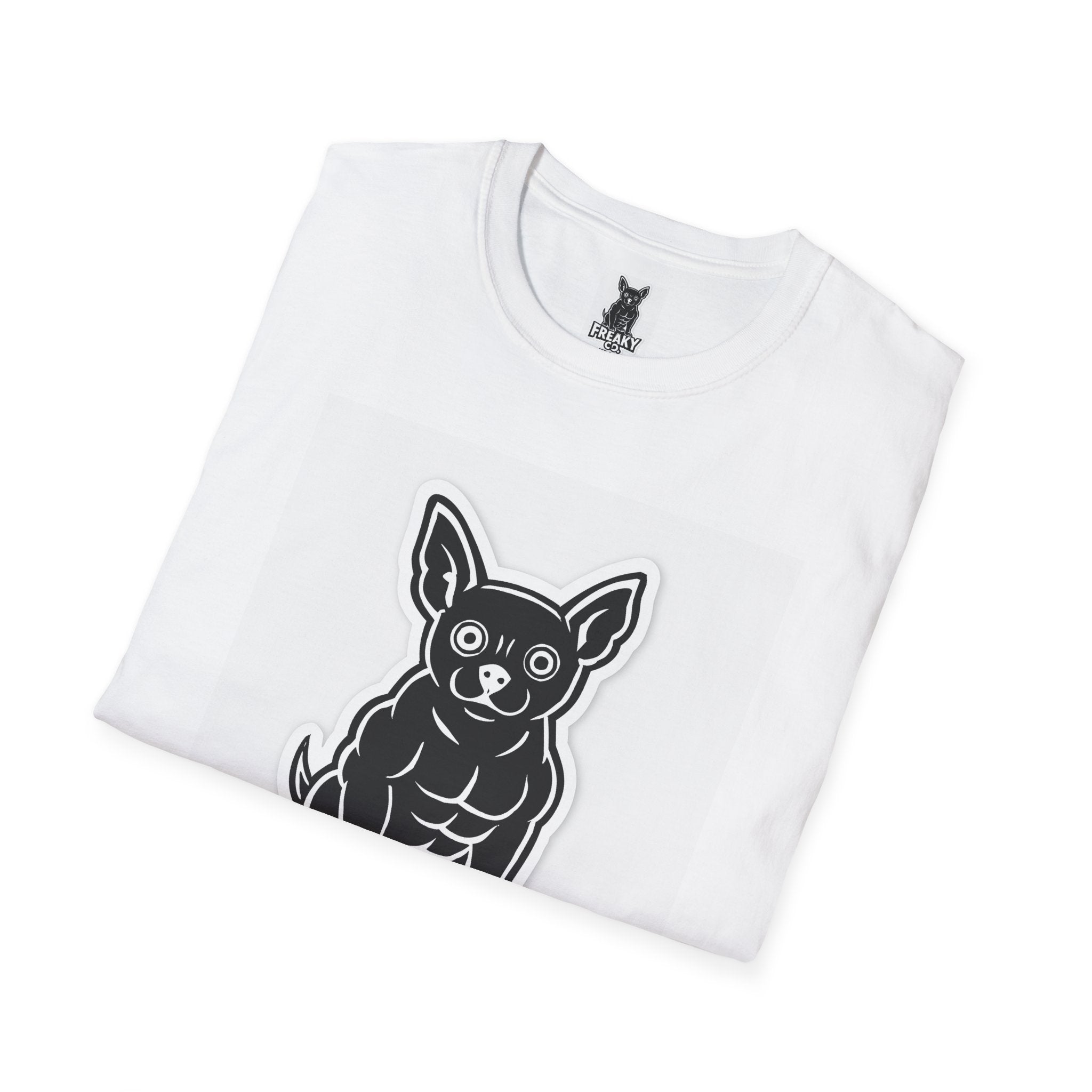 Freaky Co. Unisex Softstyle T-Shirt with Playful Chihuahua Design
