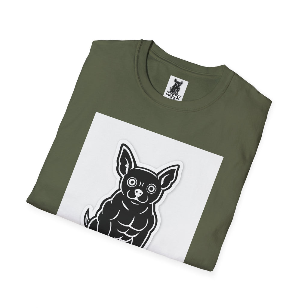 Freaky Co. Unisex Softstyle T-Shirt with Playful Chihuahua Design