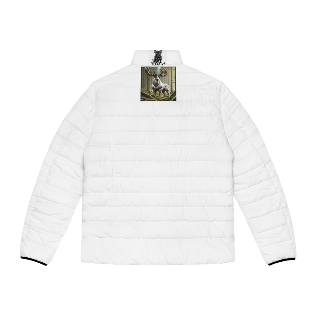 USMC Emblem Puffer Jacket — 'Here I Go' Mens Military-Inspired Coat