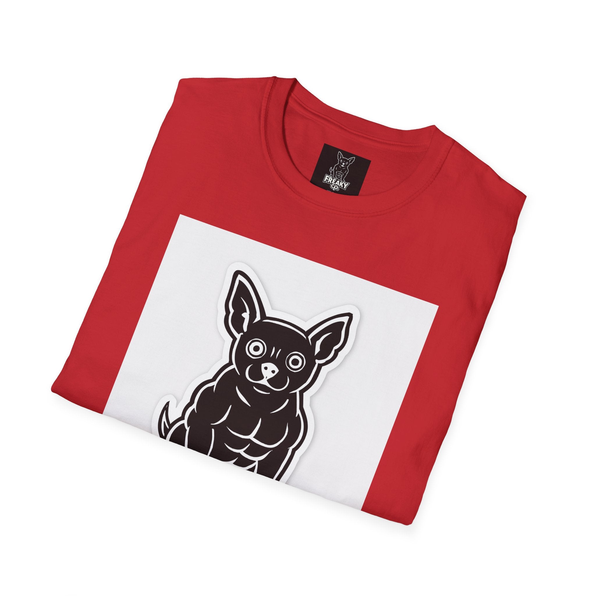 Freaky Co. Unisex Softstyle T-Shirt with Playful Chihuahua Design