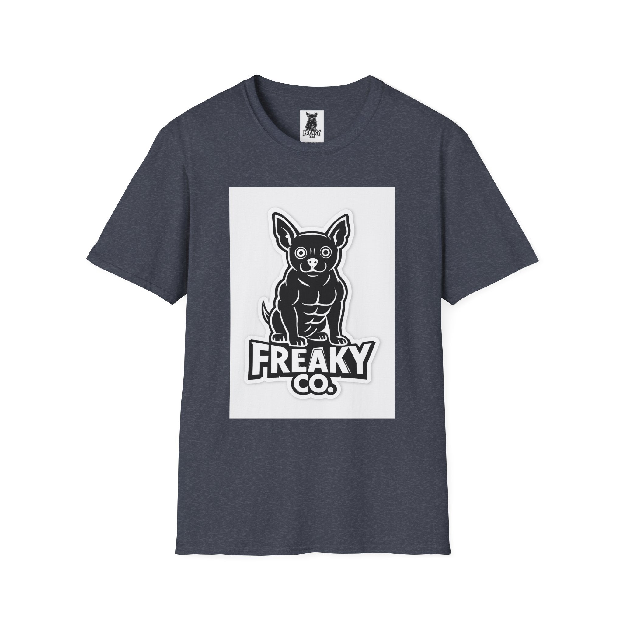 Freaky Co. Unisex Softstyle T-Shirt with Playful Chihuahua Design