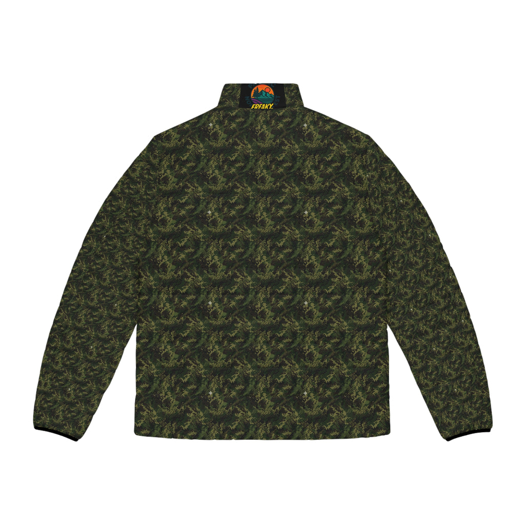 Men's Camo Puffer Jacket – All-Over Olive Green Tactical Pattern