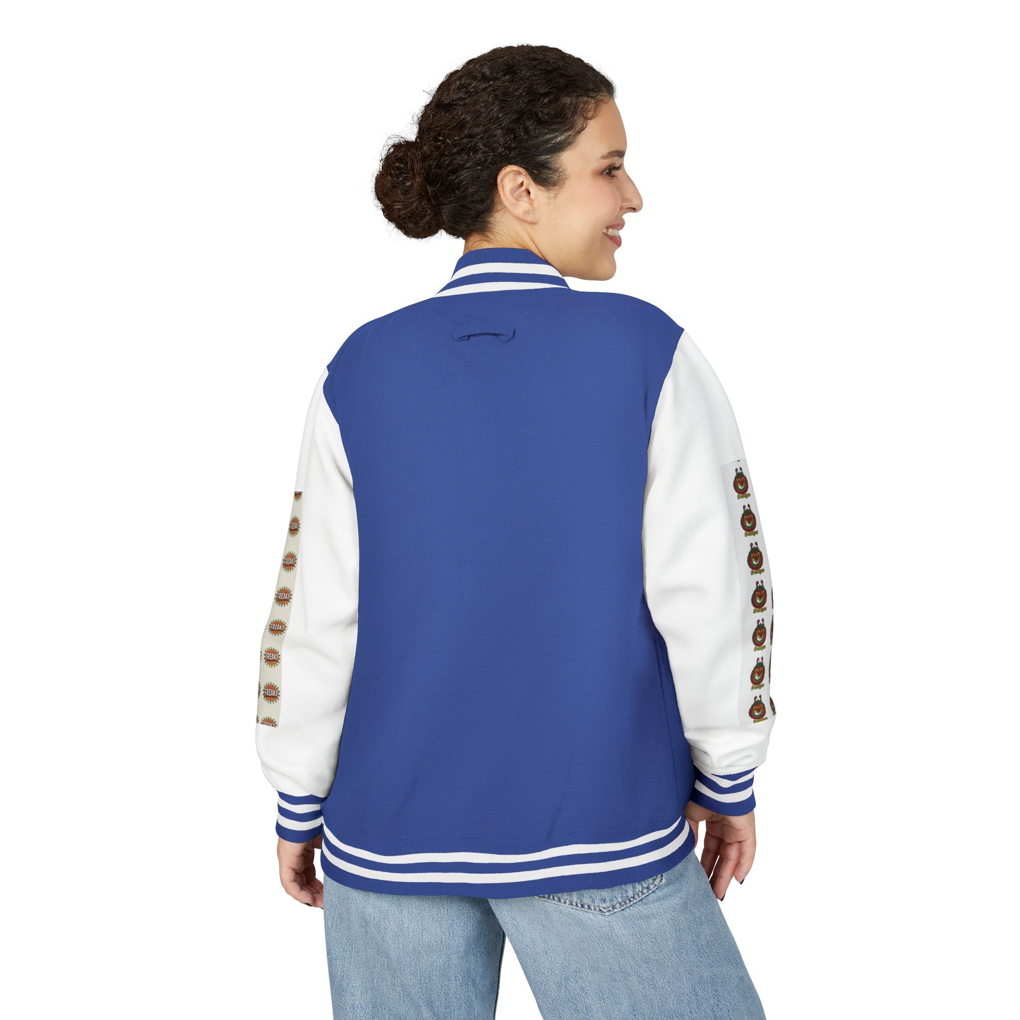 Retro Letterman Jacket with Cheerful Graphics