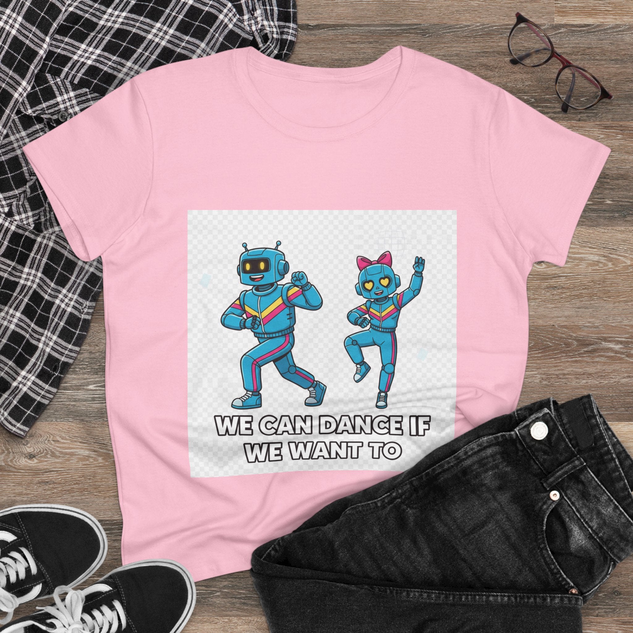 Dancing Robots Tee — “We Can Dance If We Want To” Women's Cotton T‑Shirt