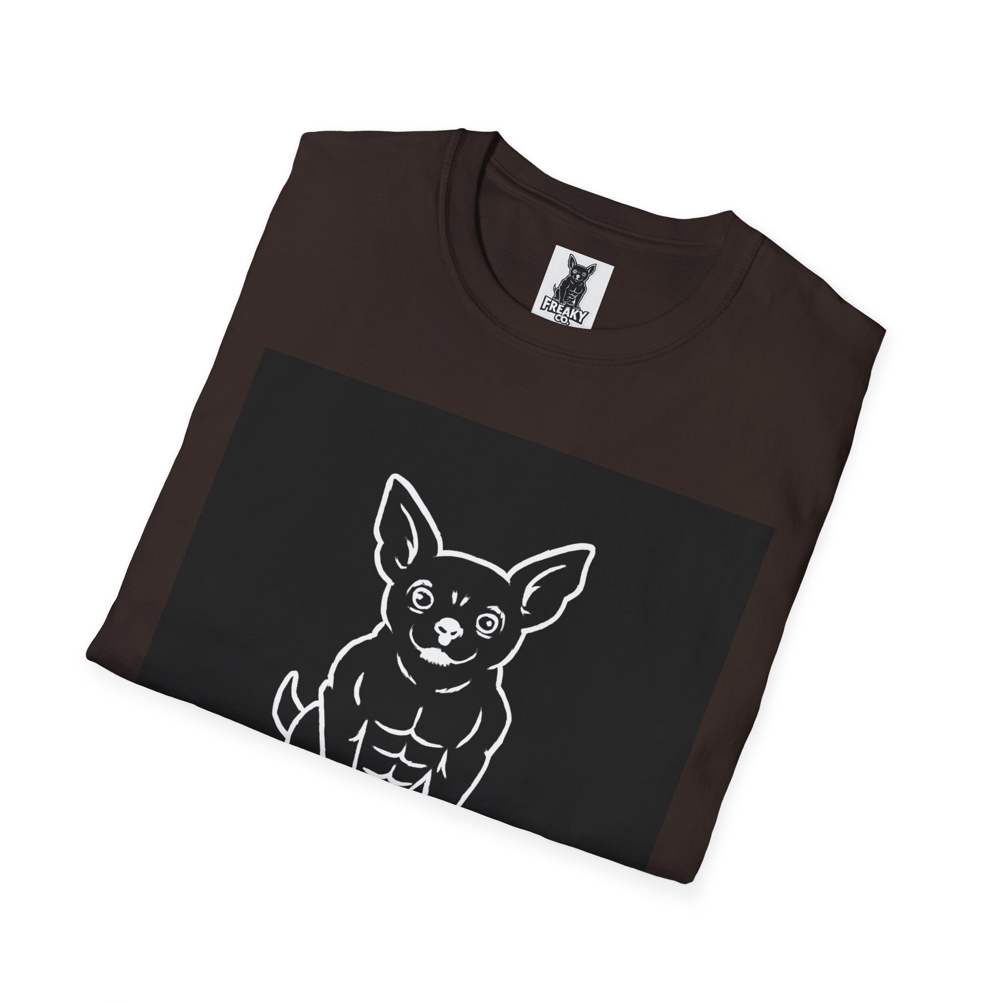 Freaky Co. Unisex Softstyle T-Shirt with Playful Chihuahua Design