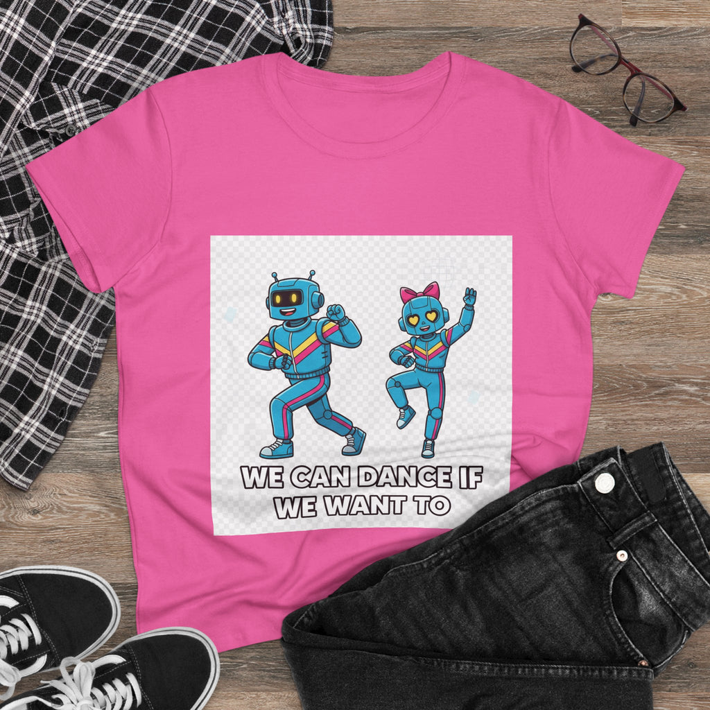 Dancing Robots Tee — “We Can Dance If We Want To” Women's Cotton T‑Shirt