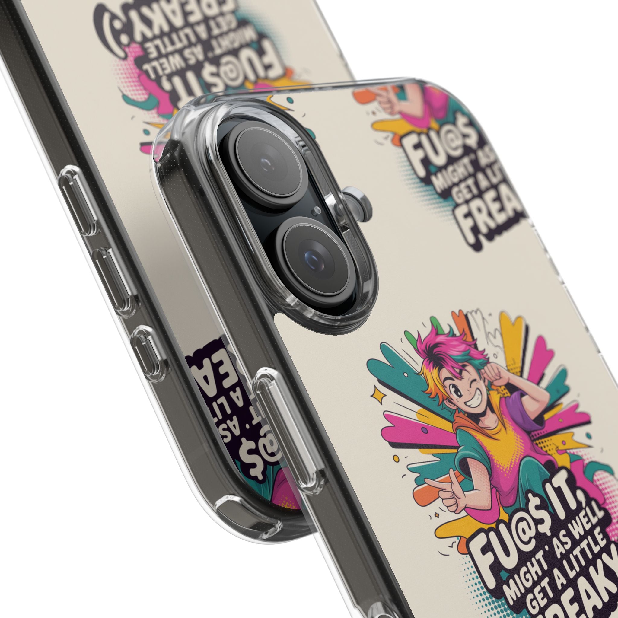 Funky Clear Phone Case with Colorful Graphic