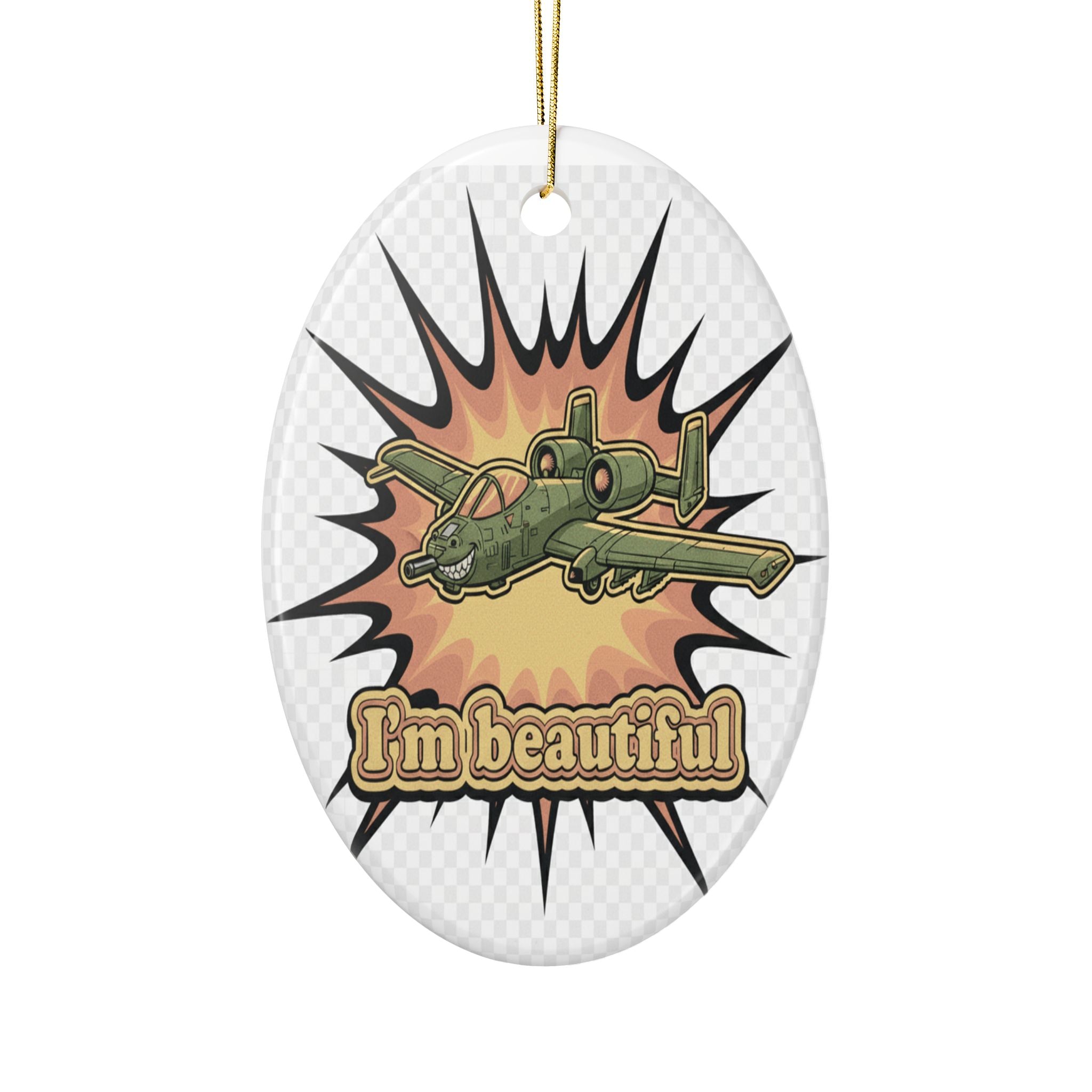 Military-Themed Ceramic Ornaments - Unique Dual-Sided Holiday Decor