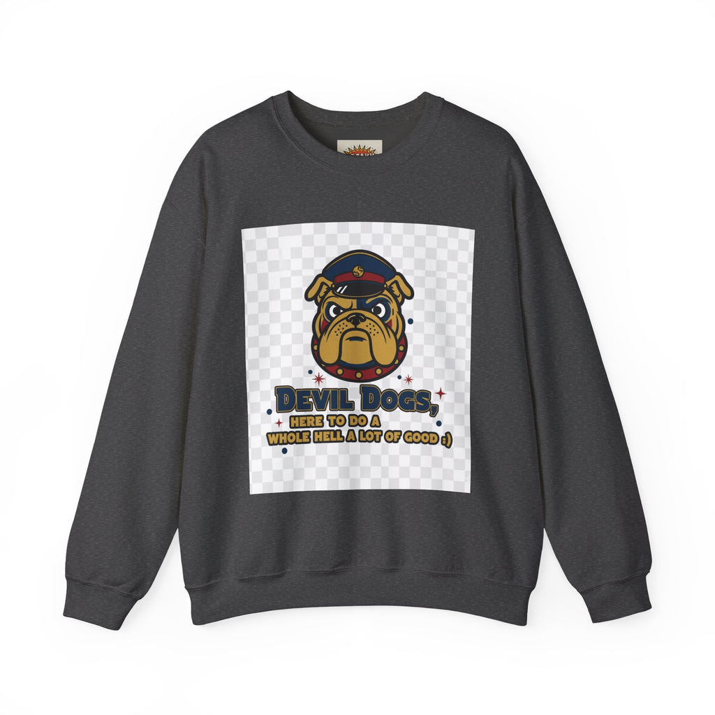 Bulldog Crewneck Sweatshirt — "Devil Dog" Military Mascot Graphic