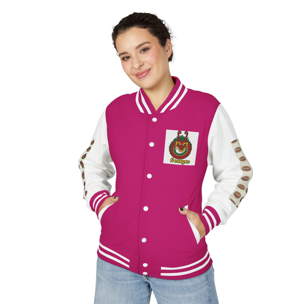 Retro Letterman Jacket with Cheerful Graphics