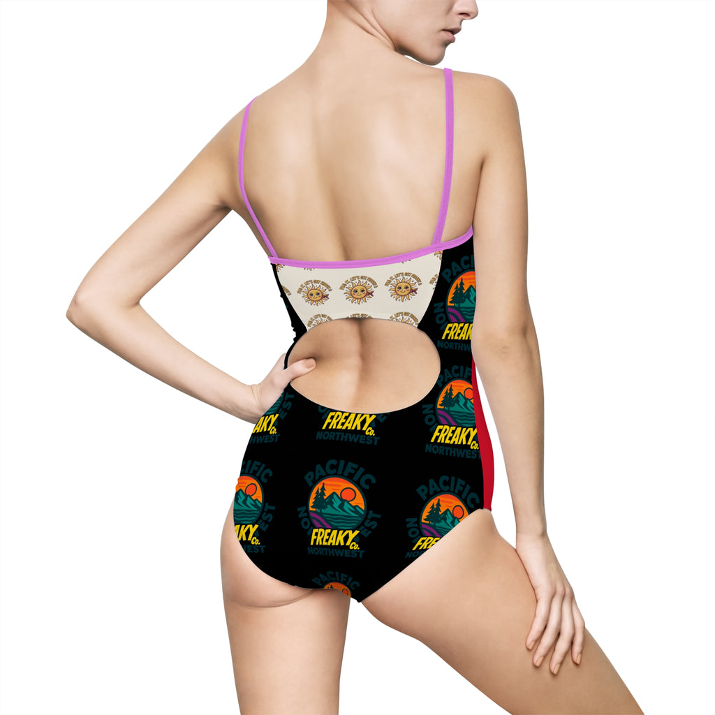 Vibrant Women's One-Piece Swimsuit - "I'm Beautiful" Design