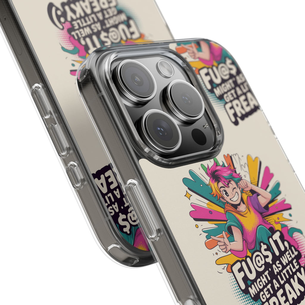 Funky Clear Phone Case with Colorful Graphic