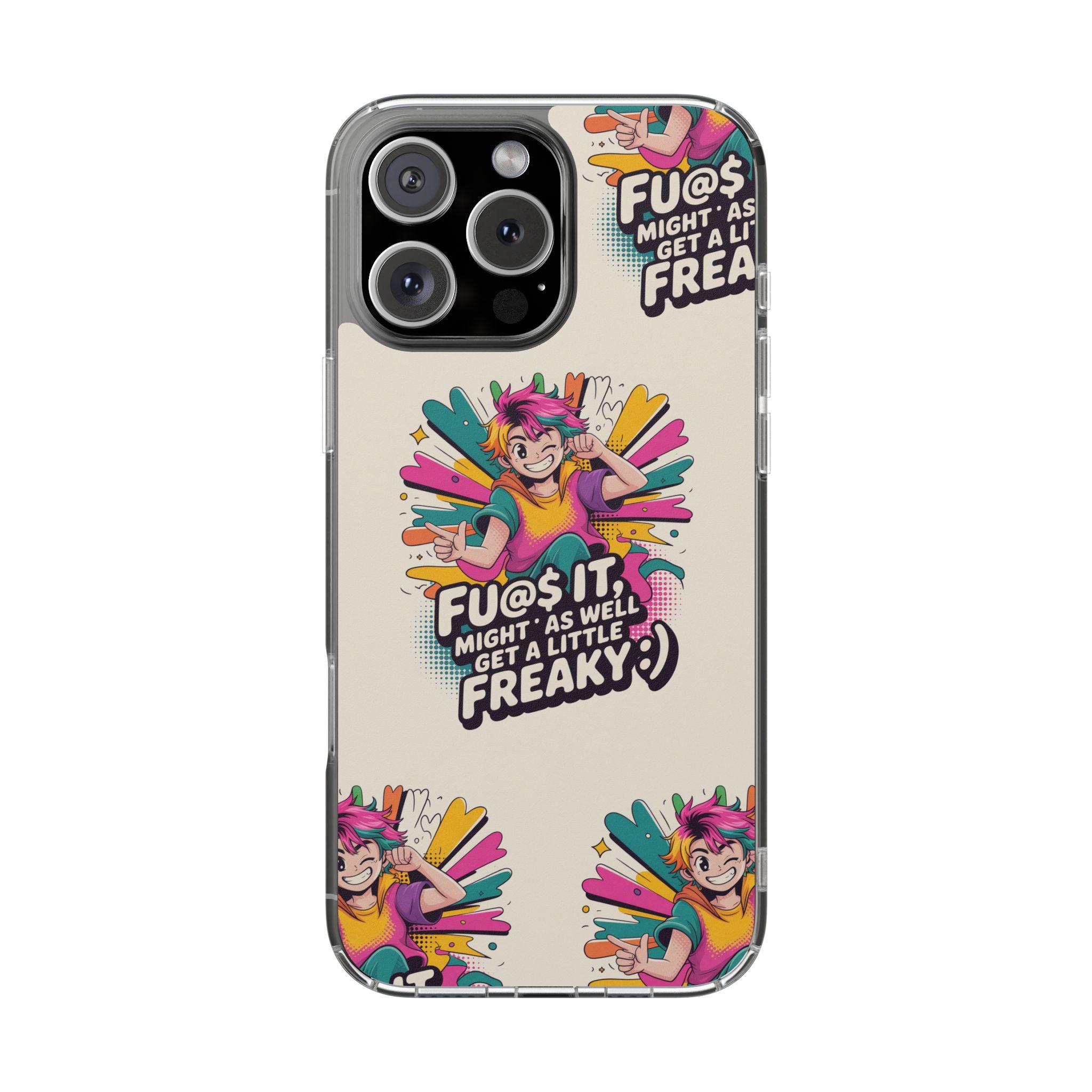 Funky Clear Phone Case with Colorful Graphic