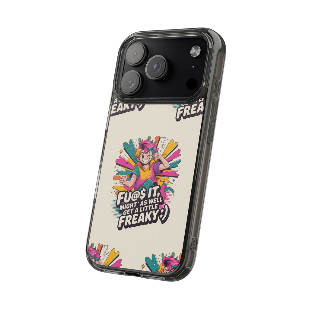 Funky Clear Phone Case with Colorful Graphic