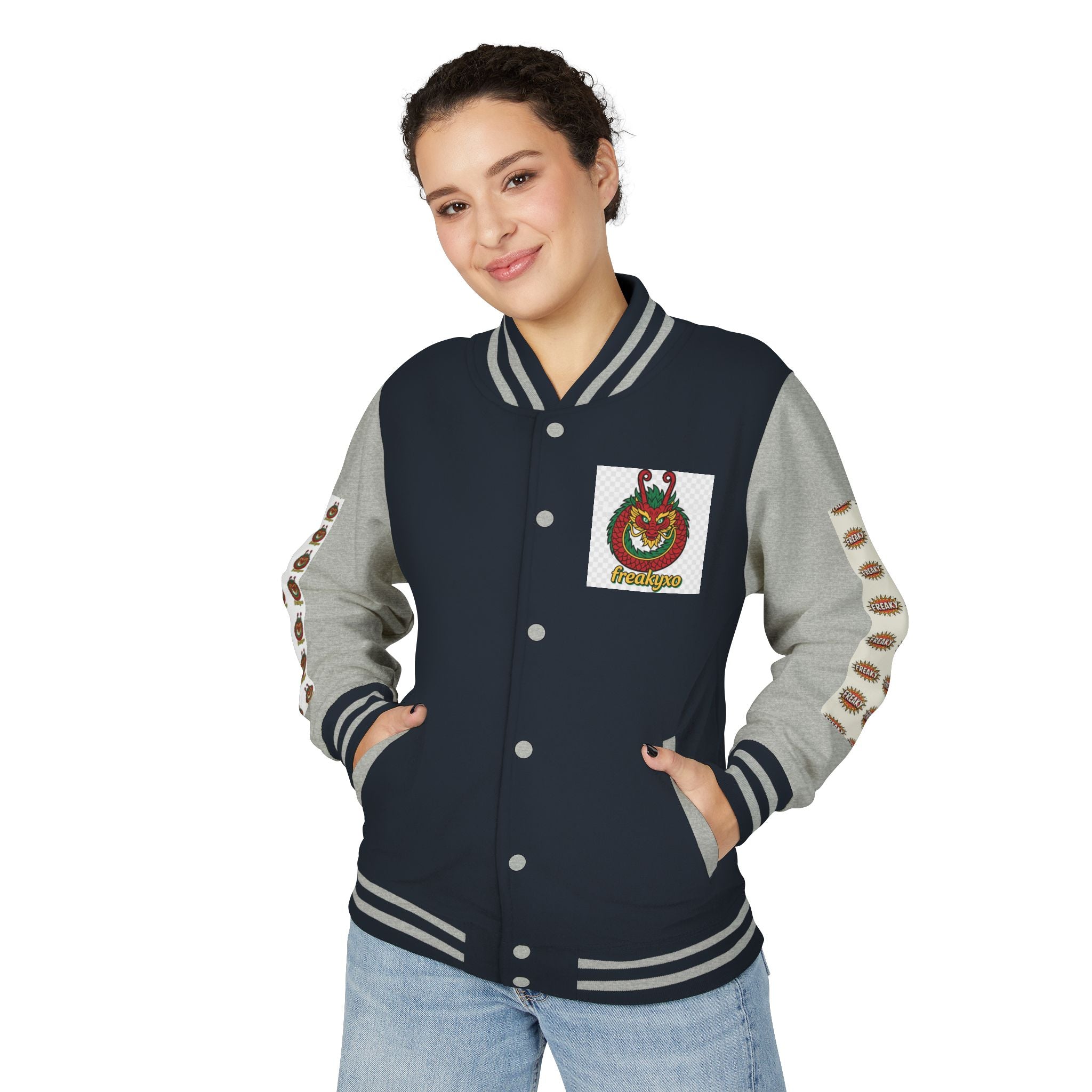 Retro Letterman Jacket with Cheerful Graphics
