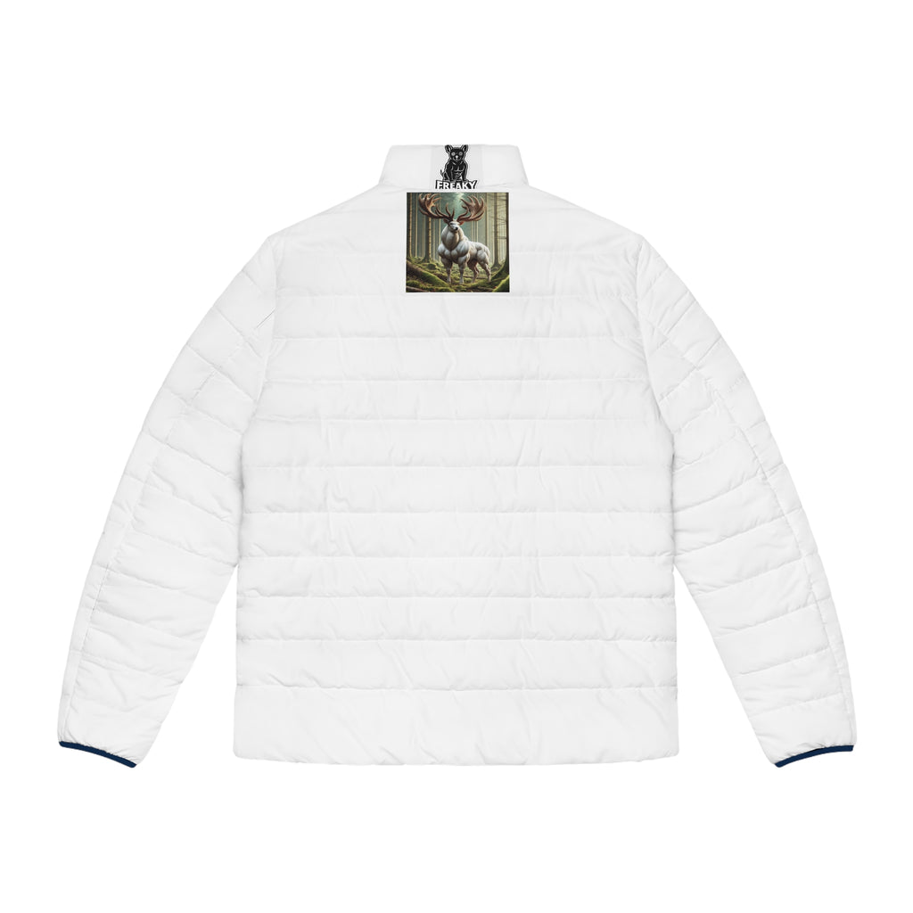 USMC Emblem Puffer Jacket — 'Here I Go' Mens Military-Inspired Coat